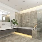 łazienka z blatami kamiennymi w Białymstoku